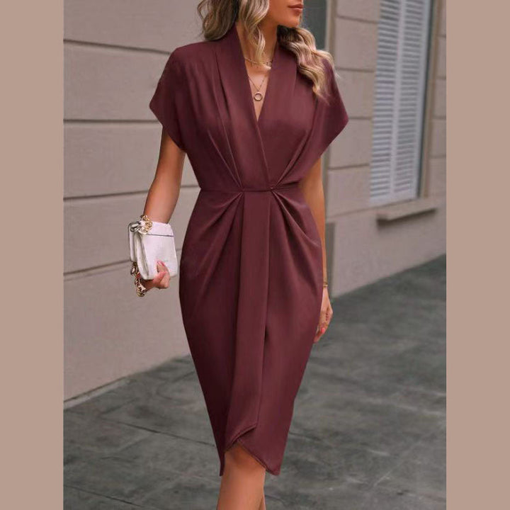 Classic wrap midi dress for women, offering an elegant and chic silhouette. Perfect for flattering fashion.