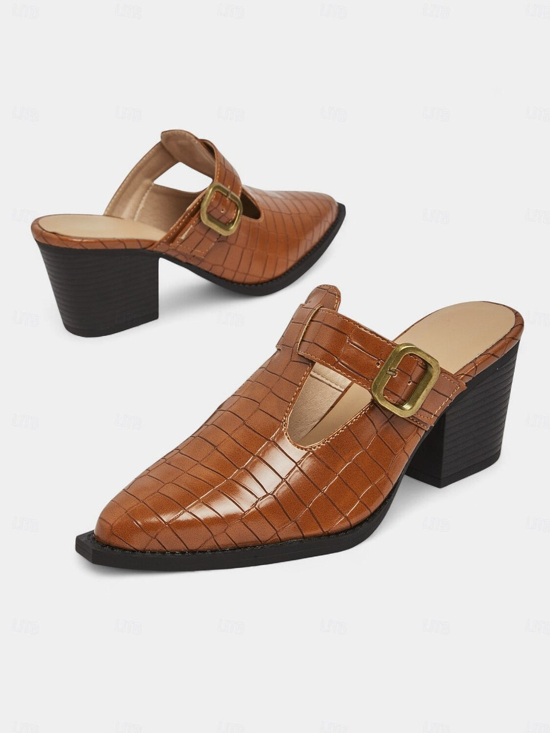 Comfortable women's mules with a stable block heel and elegant design, offering versatile day-to-night footwear.