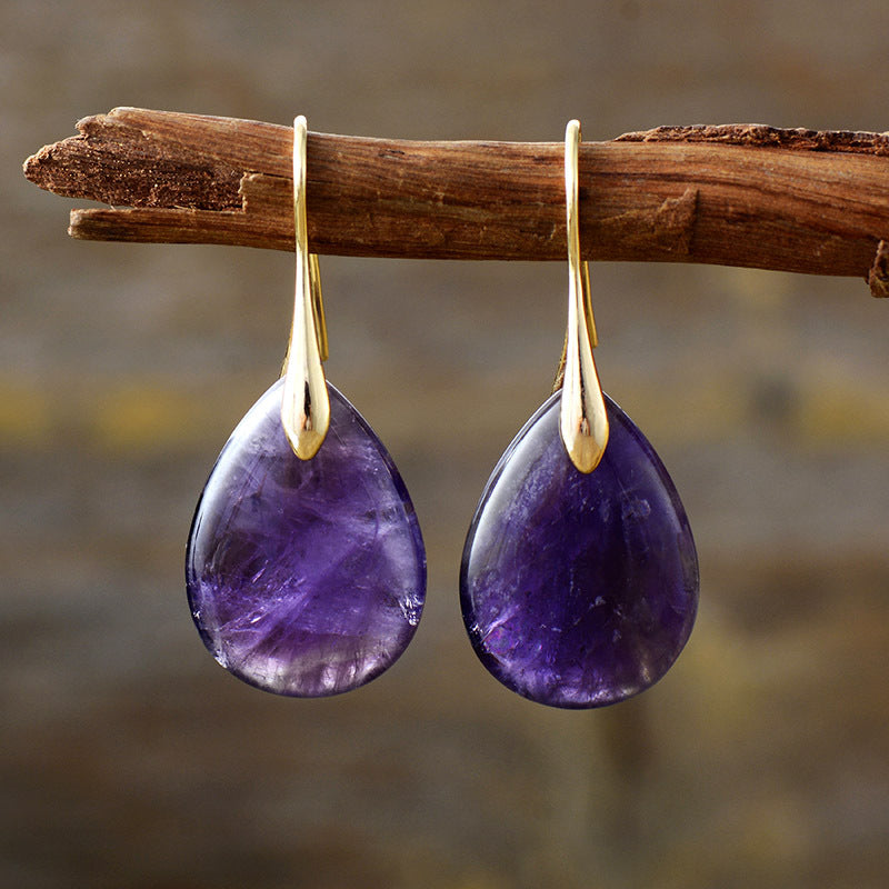 Elegant women's natural stone drop earrings. Teardrop dangle design, perfect fashion accessory or gift for her.