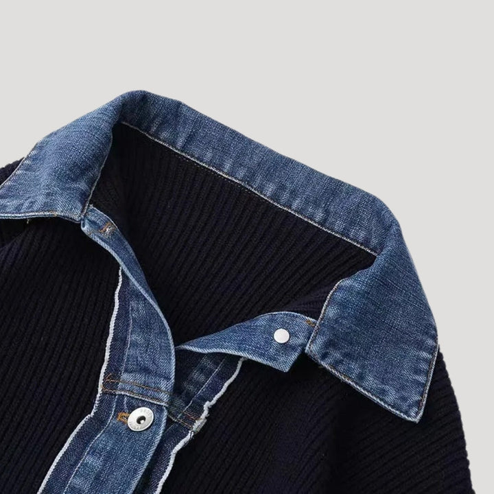 Stylish navy long sleeve women's cardigan featuring elegant contrast trim, ideal for sophisticated fashion.