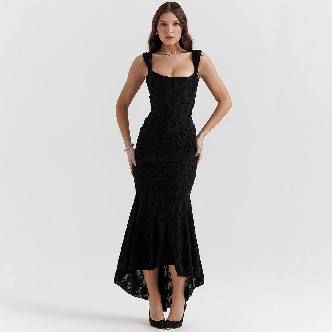 Stunning women's one-shoulder satin mermaid gown, ideal for proms, galas, and wedding guest attire.