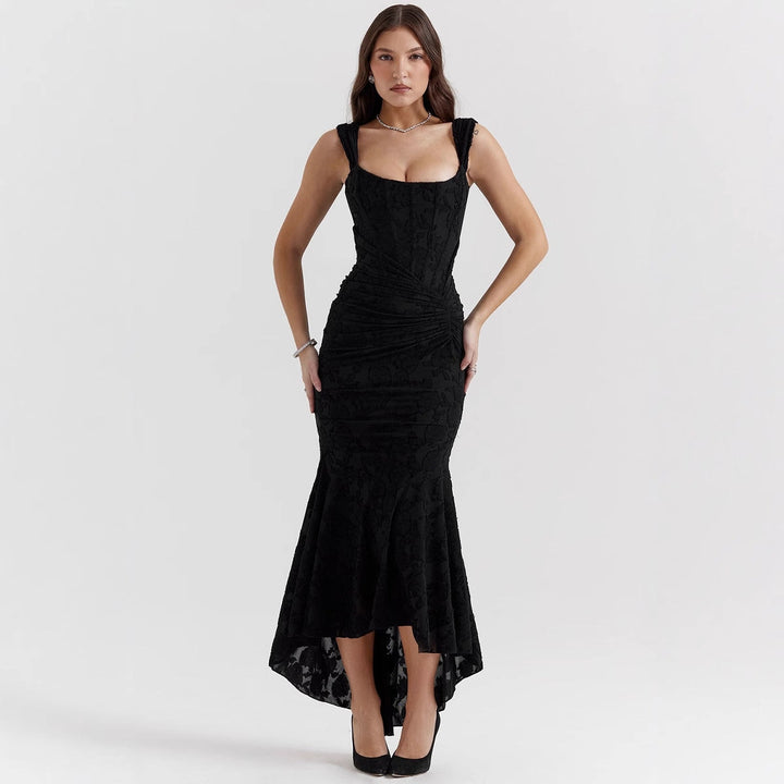 Stunning women's one-shoulder satin mermaid gown, ideal for proms, galas, and wedding guest attire.