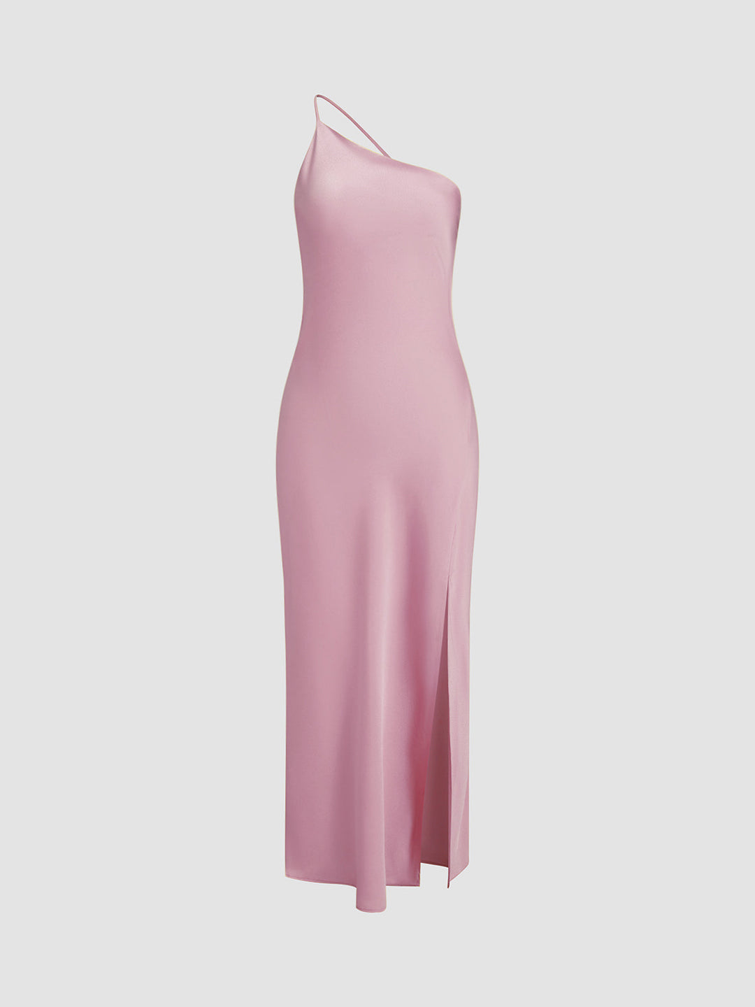Modern elegant women's maxi dress, featuring a stylish open back and one shoulder design for parties.