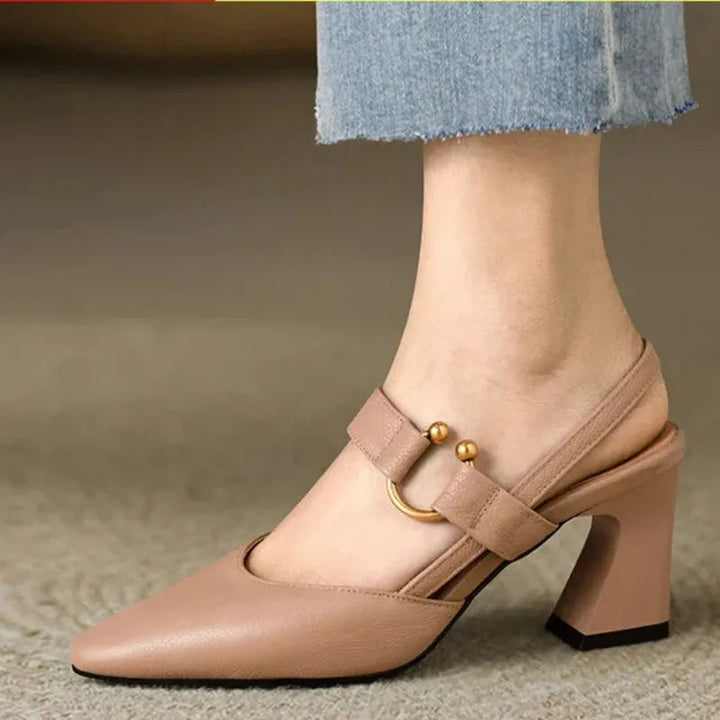 Supportive women's CozyStride orthopedic heels for posture support, pain relief, and elegant work fashion.