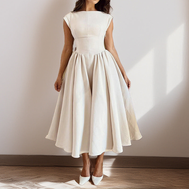 Beautiful women's elegant pleated midi dress. Sleeveless, perfect for cocktail, spring, or summer parties & special events.