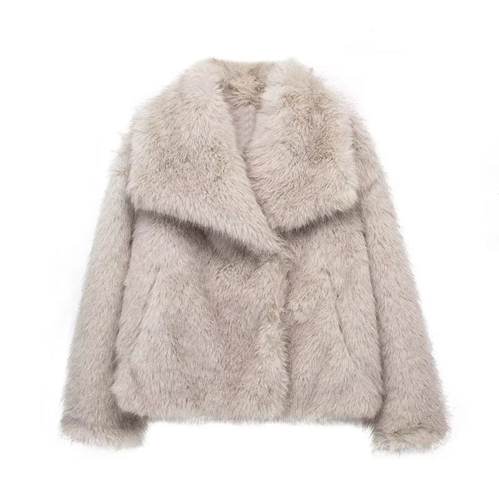 Luxurious plush winter coat for women, featuring a stylish design, long sleeves, and warm, elegant outerwear fashion.
