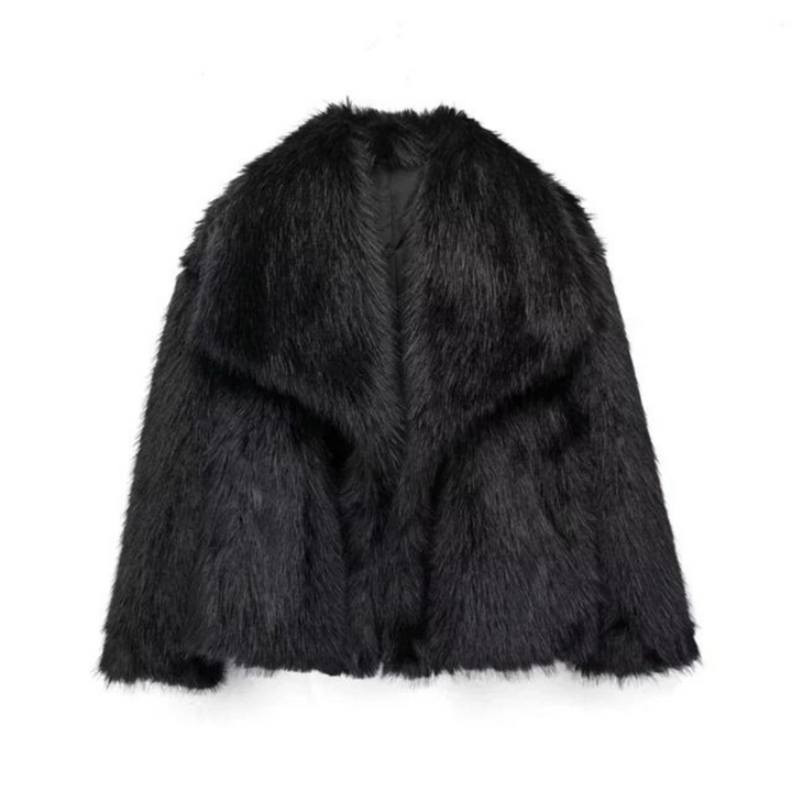 Chic women's plush winter coat, providing elegant warmth and a fashionable outerwear statement for cold seasons.