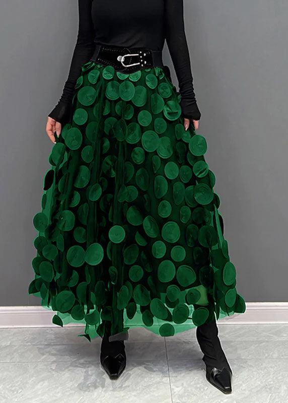 Trendy feminine polka dot tulle A-line midi skirt for women. Perfect for occasionwear.