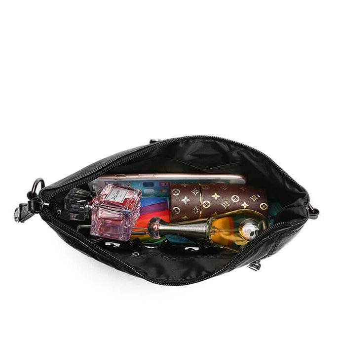 Practical women's PU leather clutch, a spacious crossbody handbag with organized compartments.