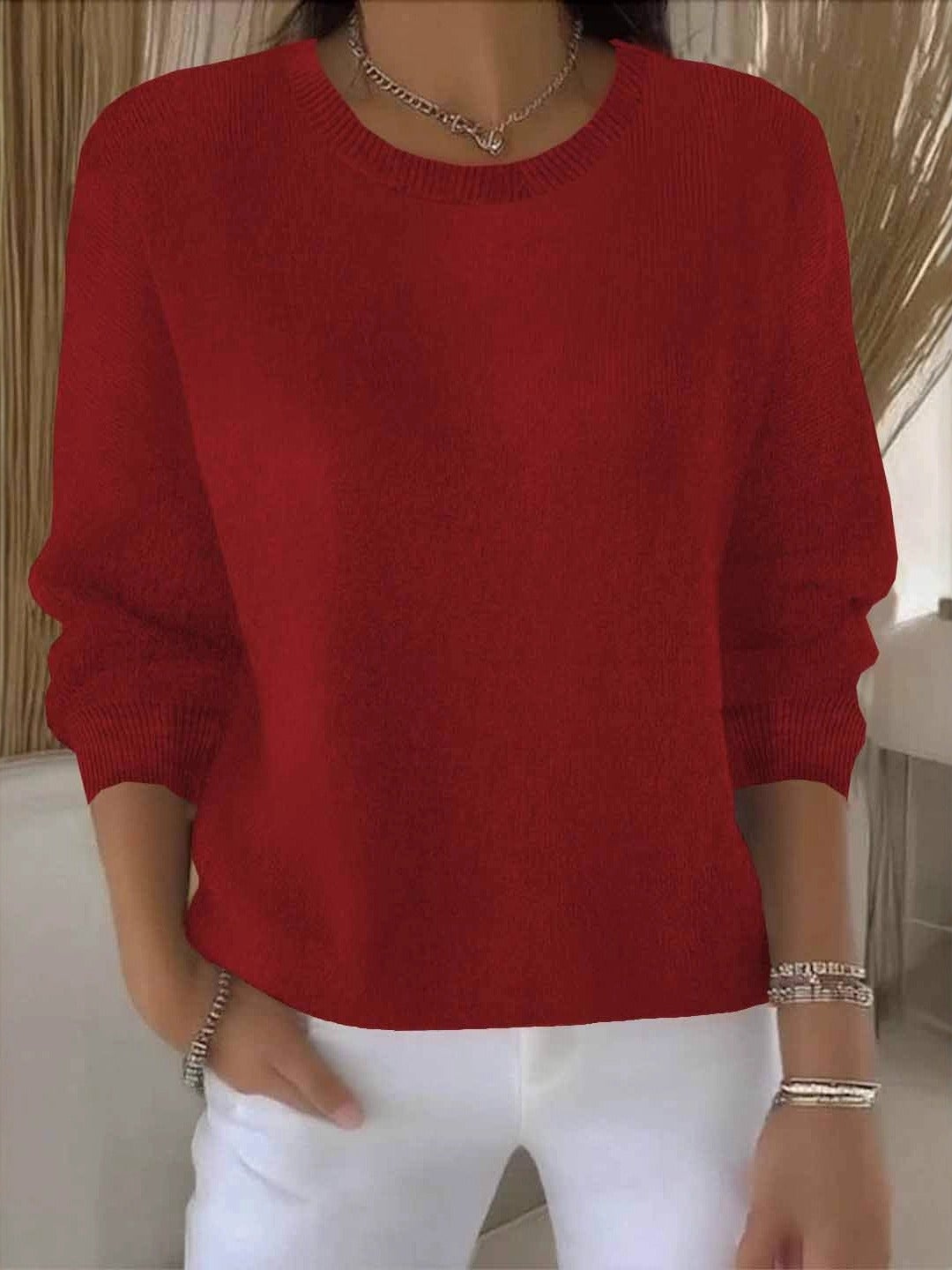Chic women's elegant sweater, a sophisticated pullover designed for cozy autumn & winter style.