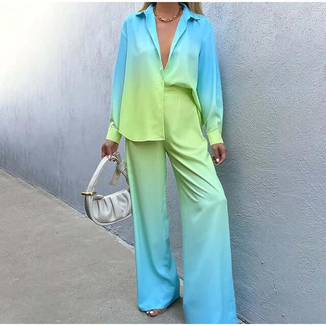 Women's luxurious satin-feel wide-leg jumpsuit with elegant drape & button details, versatile for chic daywear or evening.