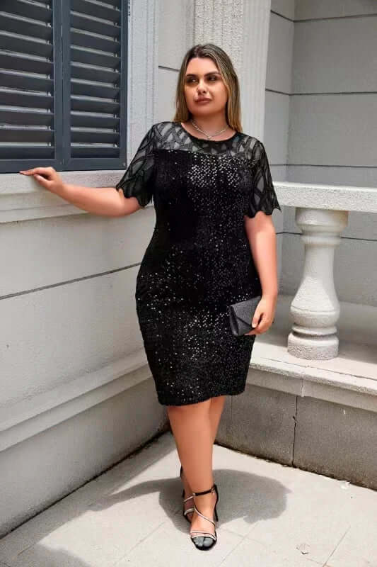 Shimmering sequin lace party dress for women, a stylish choice for any elegant evening wear.