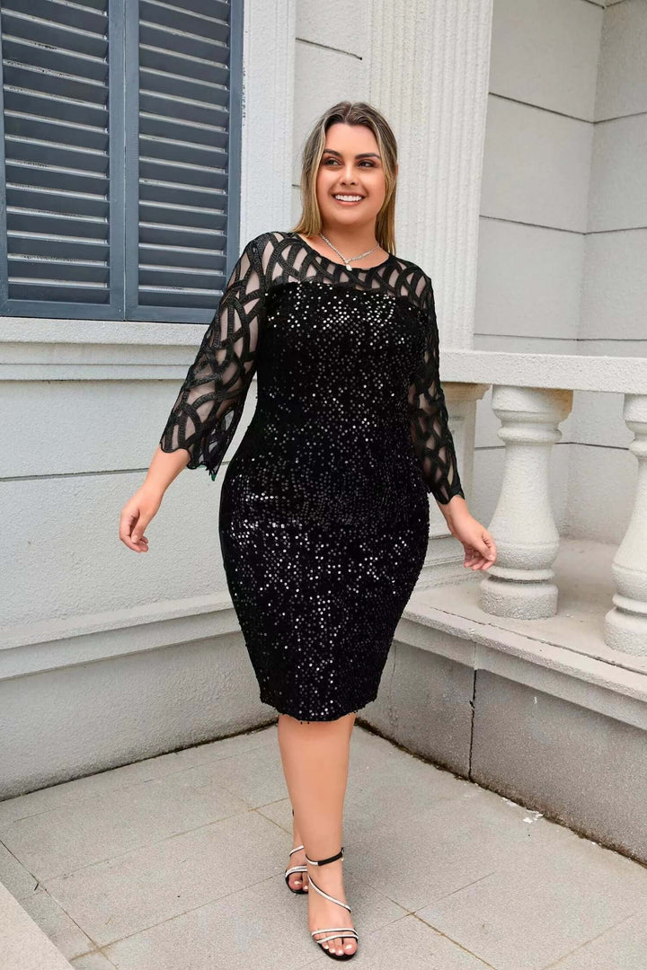 Luxurious women's sequin lace formal dress, ultimate elegance for cocktails & special occasions.