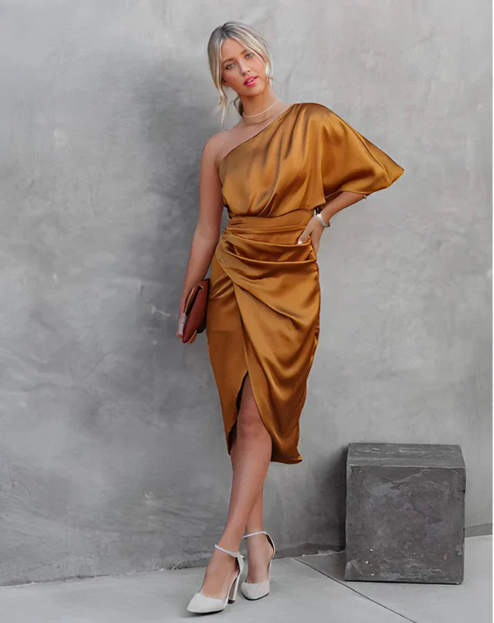 Sophisticated Seraphina women's midi cocktail dress. Elegant for parties and formal special occasions.