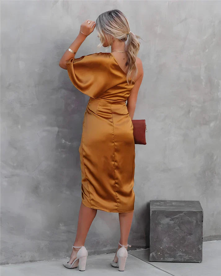 Women's elegant Seraphina silk evening dress. Perfect for any special occasion requiring sophisticated formal wear.