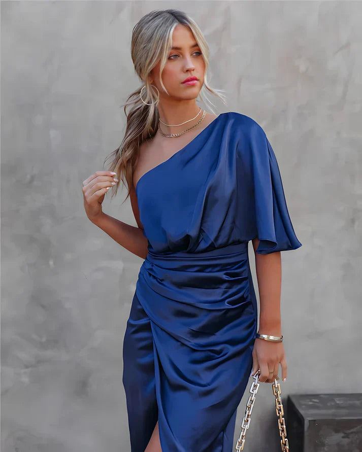 Sophisticated women's midi evening dress by Seraphina. Ideal for formal events, parties & special occasions.