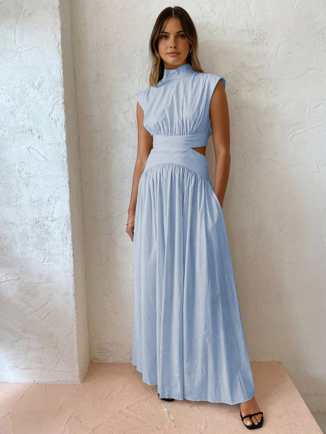 Chic women's long sleeveless formal dress, a perfect maxi gown for elegant parties and special occasion wear.