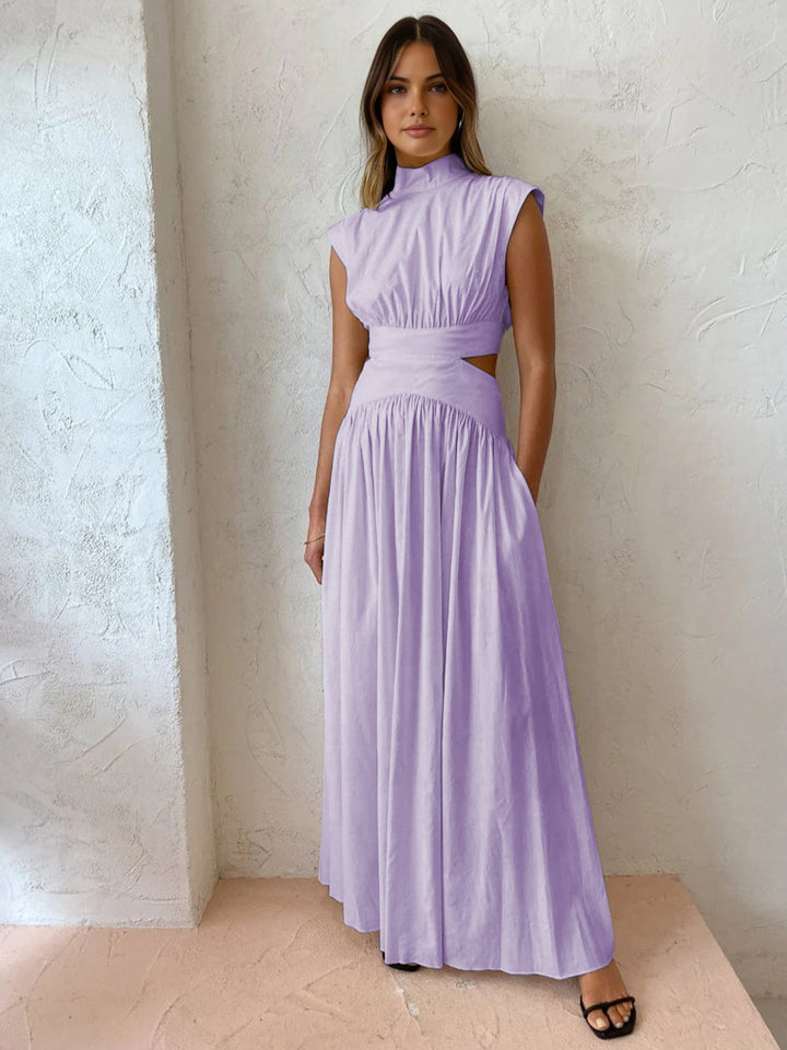 Stunning sleeveless maxi dress for women, an elegant formal gown suitable for evening parties & special events.
