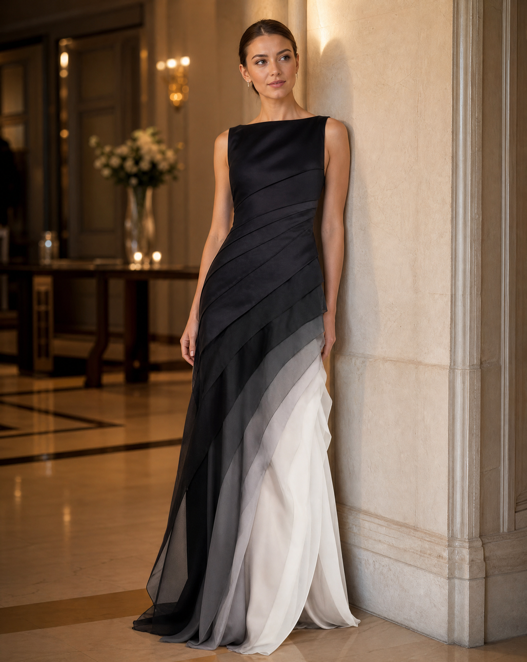 Elegant women's sleeveless maxi dress, perfect for formal evening events & special occasions.