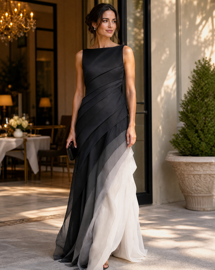 Blue elegant sleeveless maxi dress for women, perfect for special occasions, galas & formal parties.