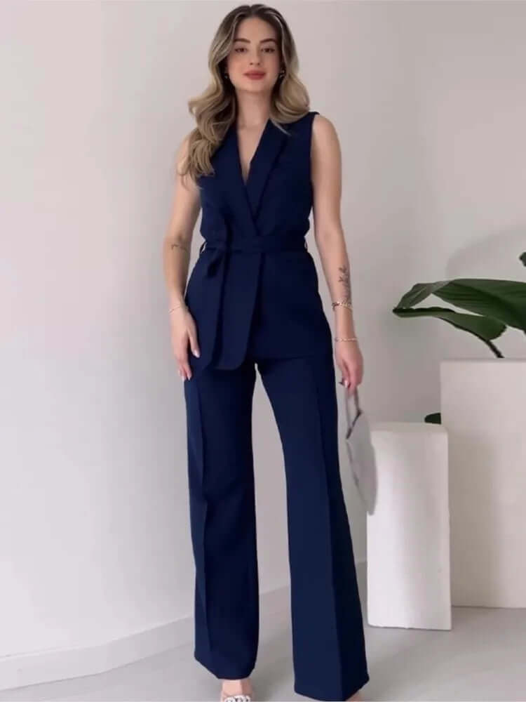 Effortless women's sleeveless wide-leg jumpsuit. Comfortable, tailored, and perfect for any occasion.