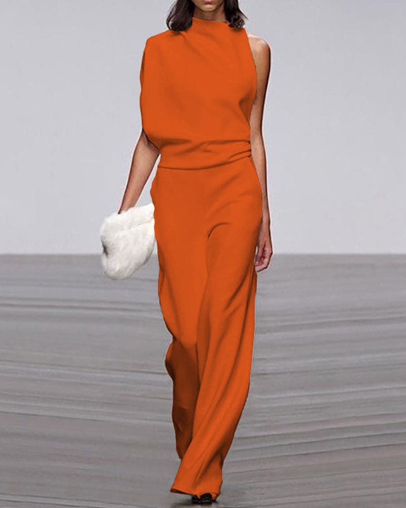 Effortlessly elegant women's sleeveless wide-leg jumpsuit for comfortable all-day wear and style.
