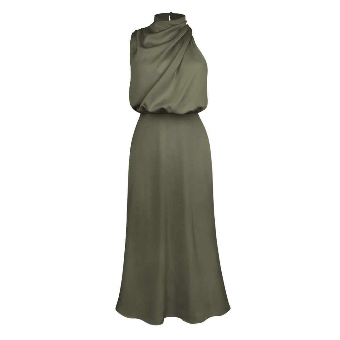 Graceful women's satin party dress, elegant and flattering for any event.