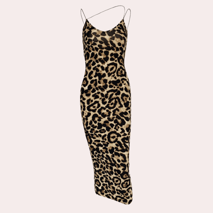 Fashionable women's snake print midi dress. A comfortable and elegant summer dress, versatile for any wardrobe.