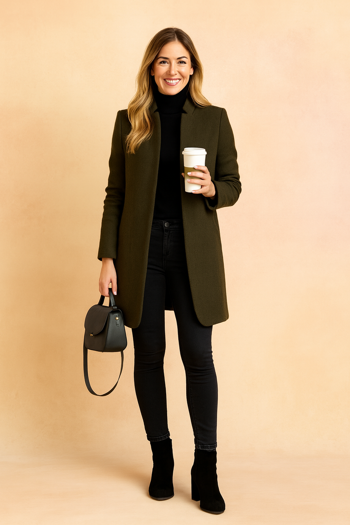 Sophisticated women's straight cut winter jacket, designed for timeless fashion, warmth, and all-day comfort.