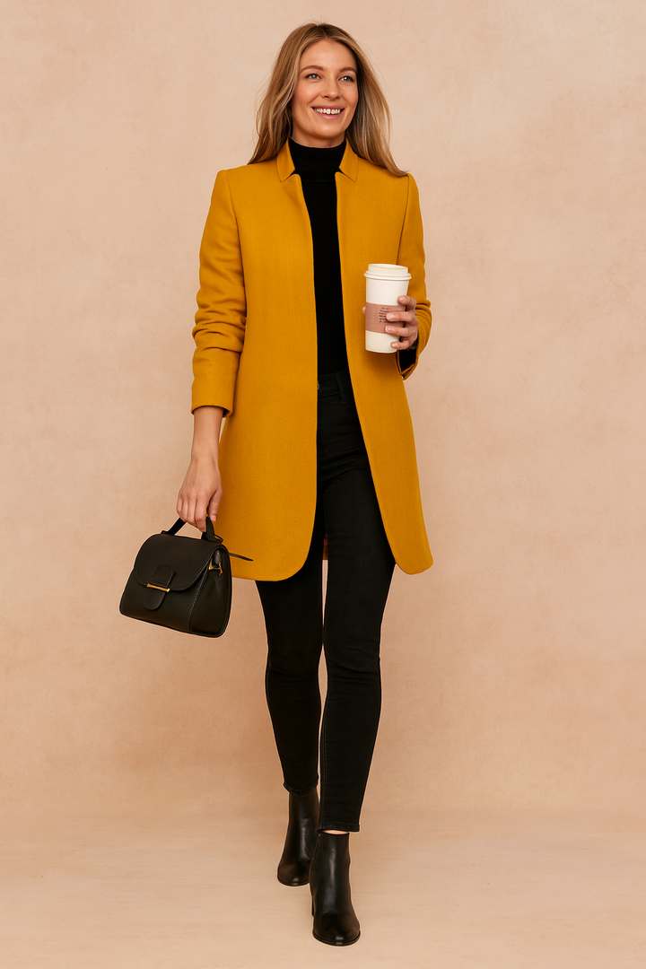 Versatile women's straight cut winter coat. Elegant outerwear for women, perfect for office, casual chic style.