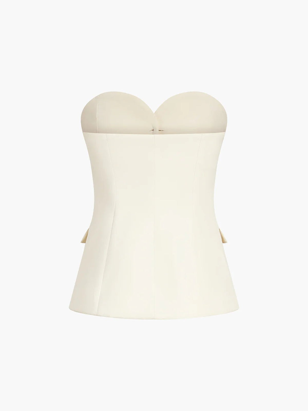 Modern women's suit alternative: elegant strapless tube top and wide leg pants two-piece set for sophisticated style.