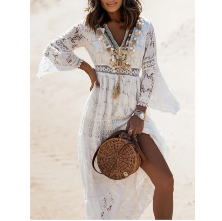 This elegant women's summer maxi dress provides stylish comfort, ideal for versatile resort wear & vacation fashion.