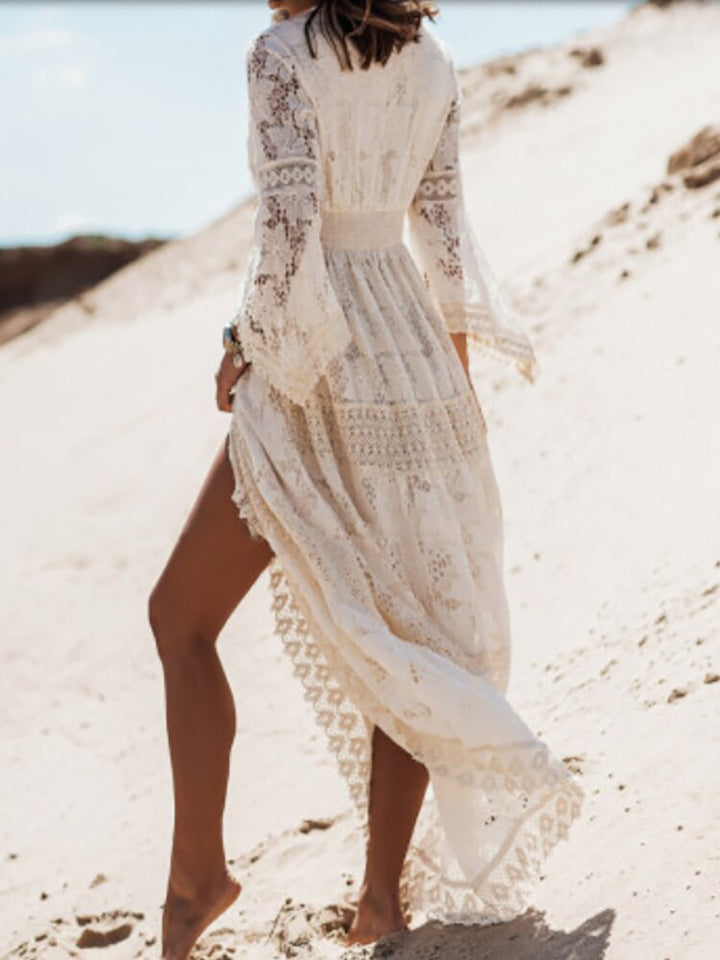 Flowy women's elegant summer maxi dress, designed for ultimate comfort & stylish vacation resort wear.