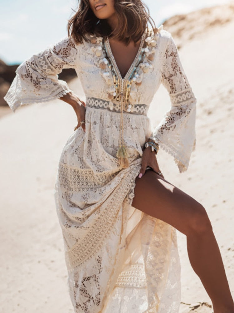 Comfortable women's elegant summer dress, a stylish long maxi perfect for resort wear & casual fashion.