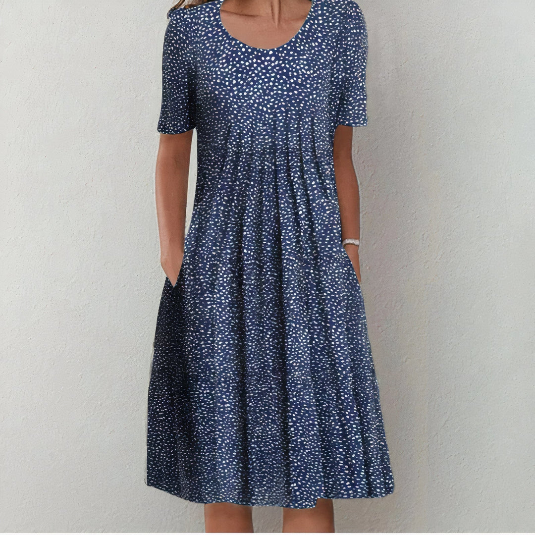 Stylish women's floral print midi dress, perfect lightweight cotton for spring & summer comfort.