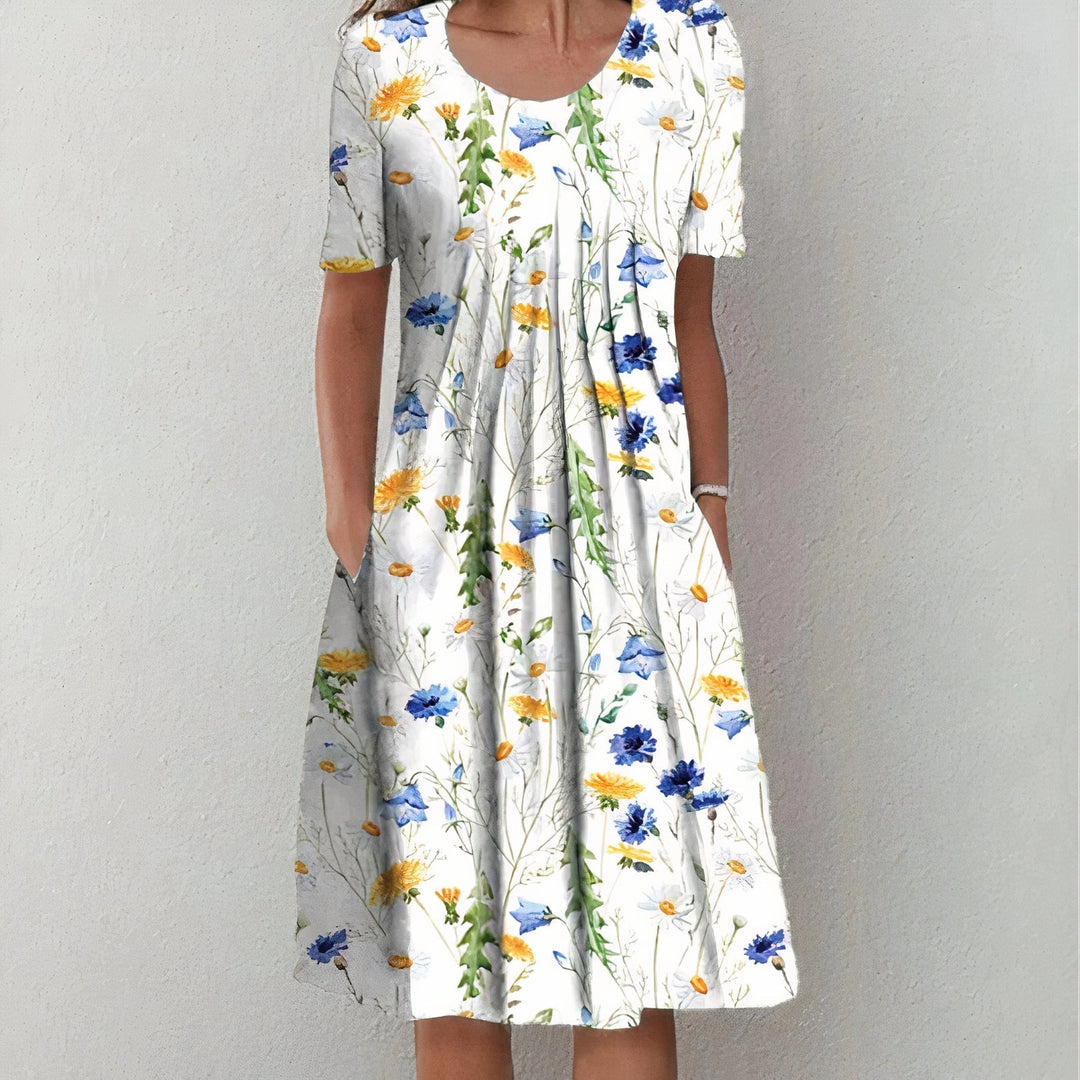 Lina women's elegant cotton midi dress, stylish & easy-wear comfort for spring and summer fashion.