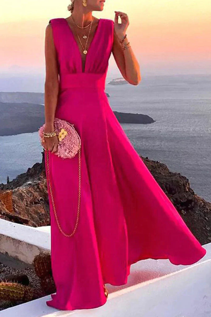 Elegant women's summer midi dress, versatile for casual, beach, party, or vacation. Features a flattering fit.