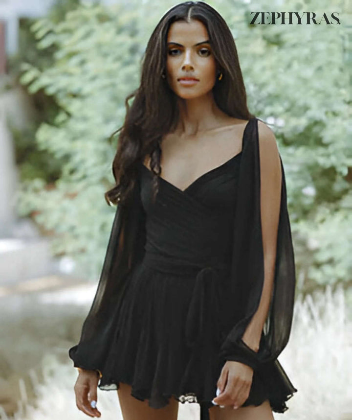 Lightweight women's elegant summer dress, flowy open sleeves, versatile for casual, party, or comfortable spring fashion.