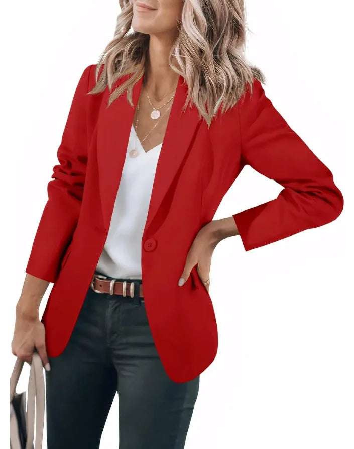 Stylish new women's tailored blazer, classic & versatile for professional office elegance & modern fashion.