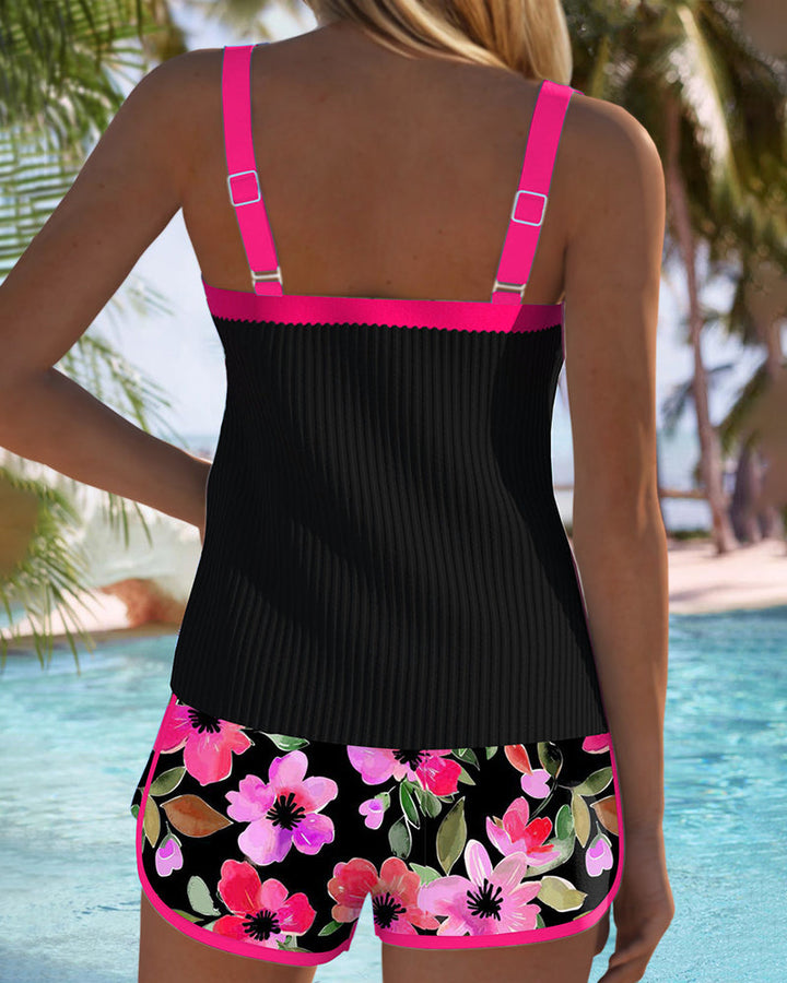 Comfortable women's tankini swimsuit, a fashionable two-piece set ideal for elegant summer beachwear.