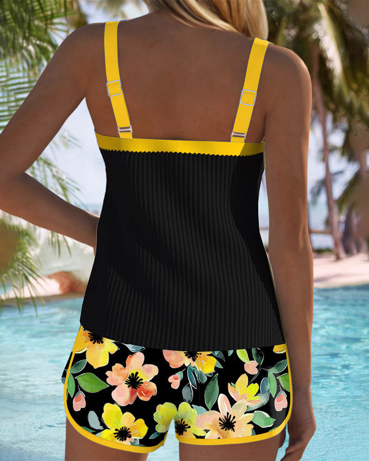 Women's flattering tankini swimwear set, perfect for beach trips, poolside relaxation, and summer style.