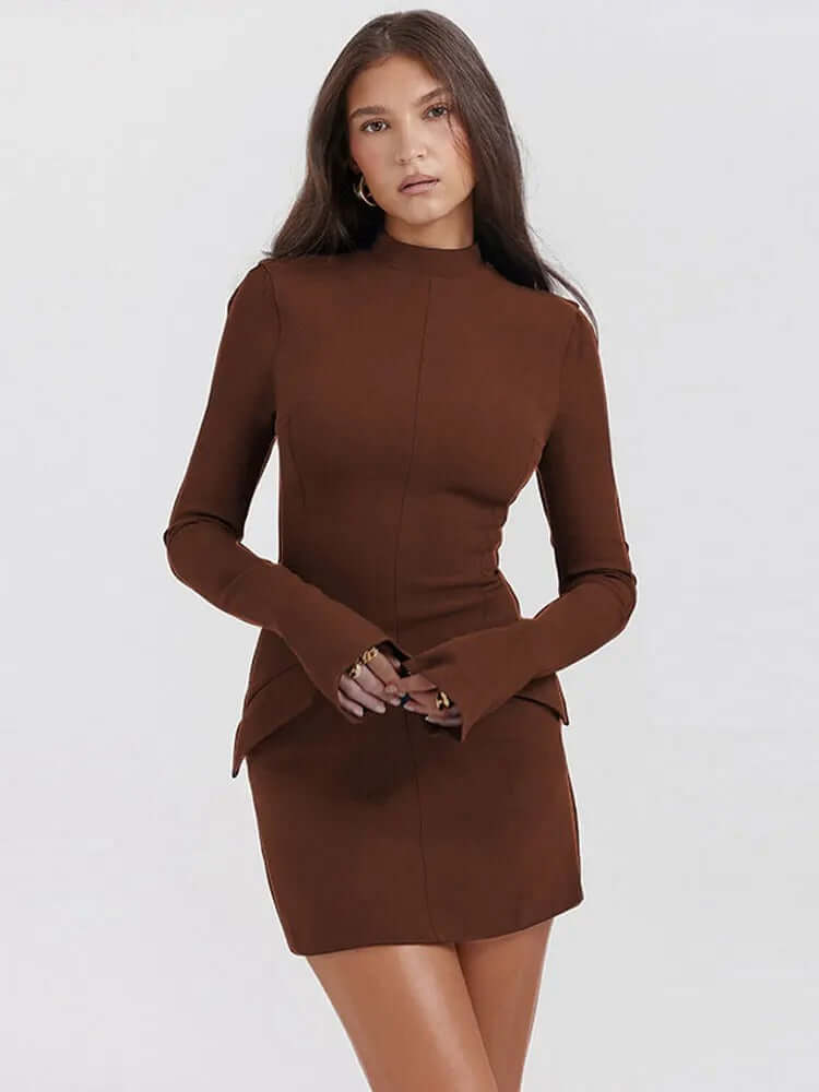 Long sleeve women's turtleneck sweater dress, a comfortable and elegant knit for fall and winter.