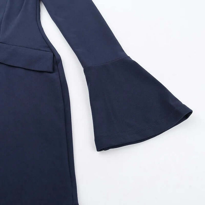 Women's elegant long sleeve turtleneck sweater dress in a cozy knit for winter.