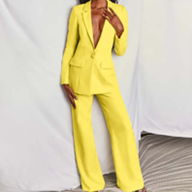 Modern women's business fashion suit set, a professional two-piece outfit for elegant workwear.