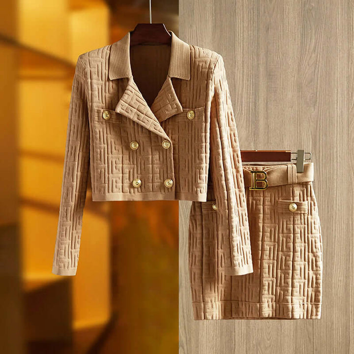 Sophisticated women's two-piece set, elegant glamour wear for special occasions, evening parties, and formal events.