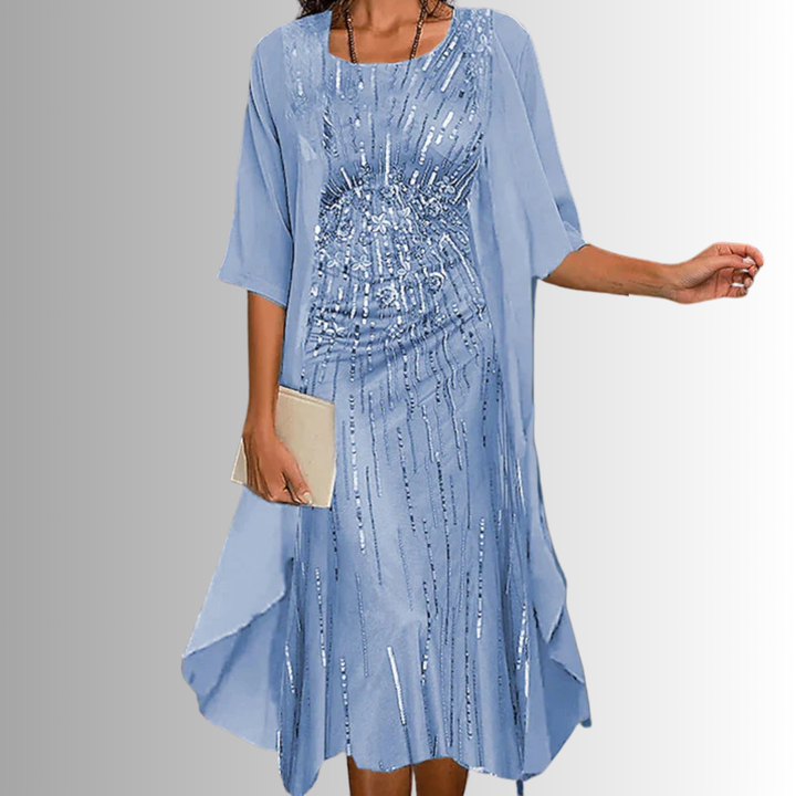 Effortless women's matching top and pants set, designed for comfortable yet elegant everyday wear or special events.