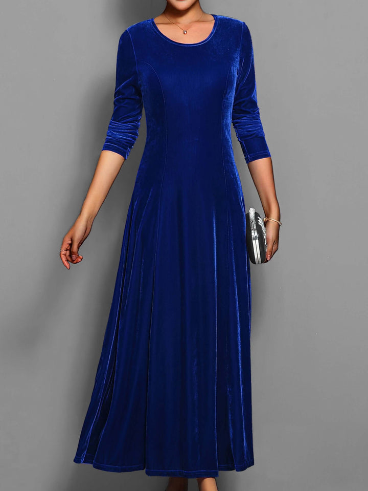 Luxurious velvet long sleeve midi dress for women, ideal for chic cocktail or sophisticated formal events.