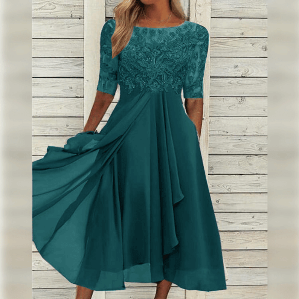 Stunning women's versatile midi dress, 'Elena', suitable for summer and various occasions. Elegant and chic.