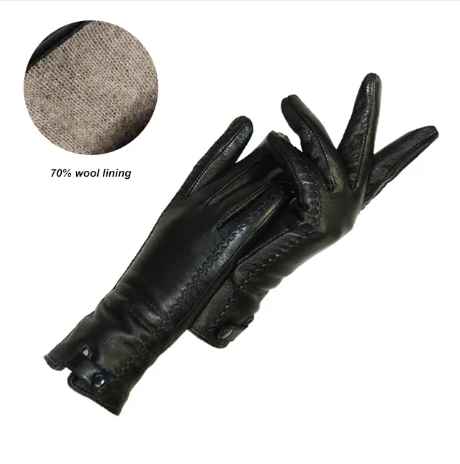 Classic retro women's leather gloves, ideal for winter and fall, offering timeless style & warmth.
