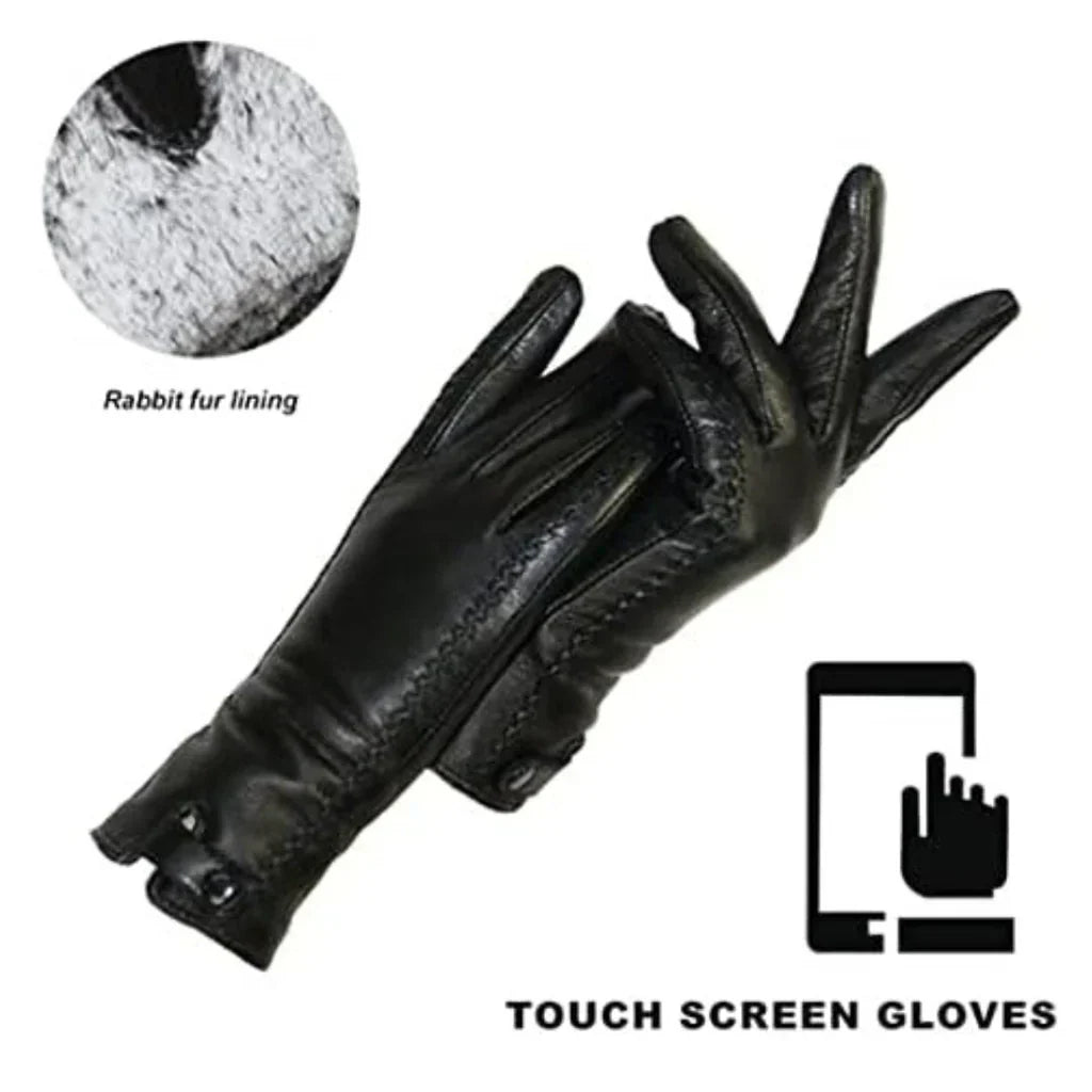 Stylish ladies' vintage leather gloves, wool-lined for ultimate warmth and comfort in cold weather.
